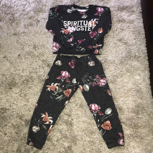 Spiritual Gangster Other - NWOT Girls SG Logo Floral pullover AND pants sz 6